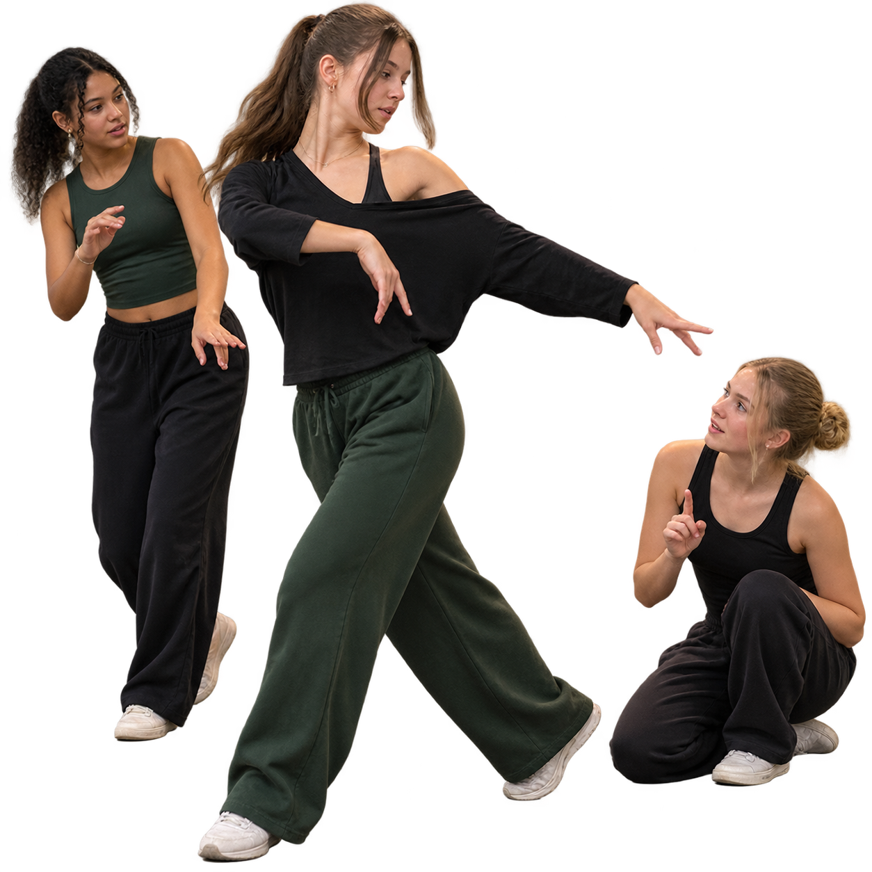 Teen dancers collaborating during class
